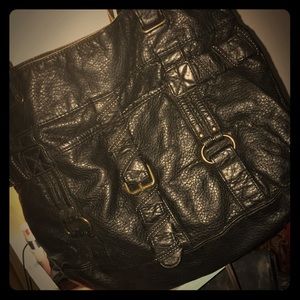 Converse large black leather purse